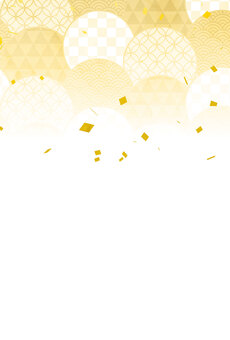 正月和風フレーム年賀状 年賀状,和柄,和風,正月,可愛い,美しい,ベクター,紙吹雪,パーティー,お祝いのイラスト素材