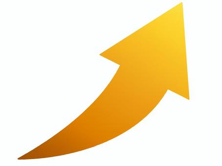 矢印・黄色・上昇アップ・金色 アイコン,矢印,ビジネス,上昇,金色,斜め,斜め上,絶好調,好調,運気アップのイラスト素材