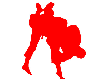 スポーツ　武道　柔道　シルエット　赤 スポーツ,運動,武道,柔道,シルエット,シンプル,素材,人物のイラスト素材