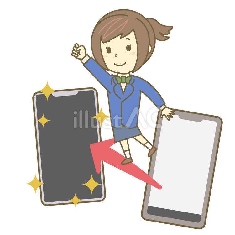 他のスマホに乗り換える女子高校生 スマートフォン,スマホ,女子のイラスト素材