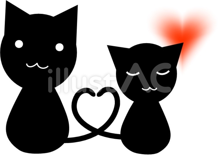 二匹の黒猫のイラスト 動物,生き物,黒猫のイラスト素材