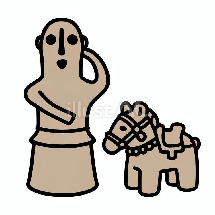 人形と馬形の埴輪 埴輪,人形,馬形のイラスト素材