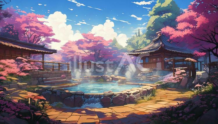 温泉の湯気 湯気,温泉,硫黄泉のイラスト素材