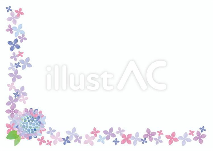 水彩あじさいフレーム あじさい,フレーム,水彩のイラスト素材