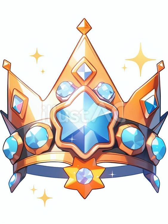 青く星輝く王冠 冠,王様,ブルーのイラスト素材