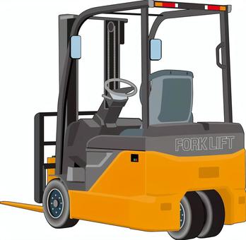乗式フォークリフト_単体_黄 フォークリフト,荷役,乗式,物流,荷物,倉庫,運送,積み下ろし,車両,黄色のイラスト素材