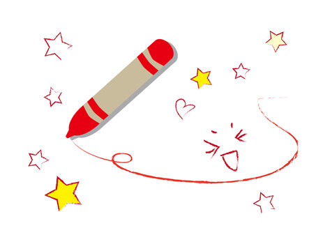 お絵かきクレヨン お絵かきクレヨン お絵かき,クレヨン,赤のイラスト素材