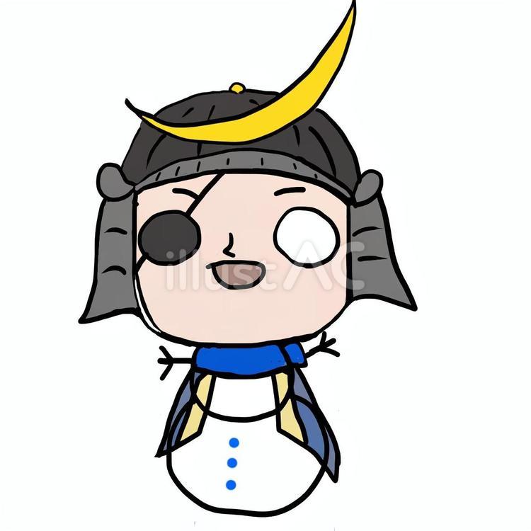 ゆるい伊達政宗 ゆきだるまさん 伊達政宗,藤次郎,御幣のイラスト素材