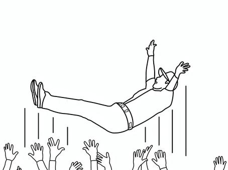 胴上げ＆優勝 胴上げ,ばんざい,宙,舞う,上げる,わっしょい,からだ,胴体,全身,野球のイラスト素材