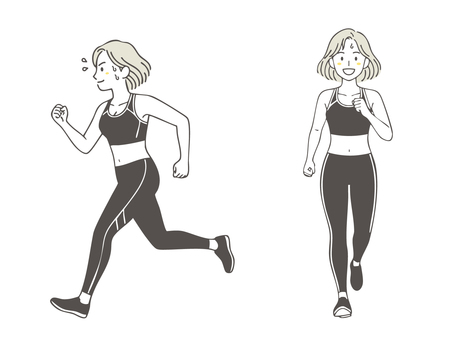 走る女性2 女性,ジョギング,ランニング,ダイエット,健康,元気,走る,ウォーキングシューズ,人物,人のイラスト素材