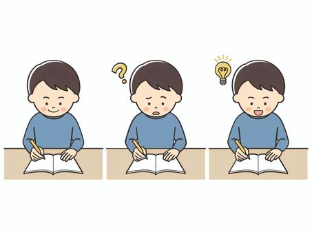 勉強をする男性のセット 男性,お父さん,勉強,宿題,学習,テスト勉強,テスト,学ぶ,課題,塾のイラスト素材