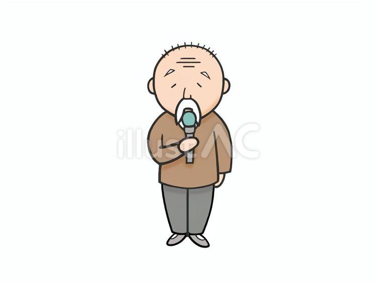 マイクを持って立っているお爺ちゃん お爺さん,老人,祖父のイラスト素材