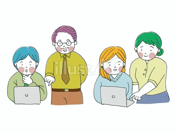 新人研修【80sTASTE_149】 新人研修,パソコン,教えるのイラスト素材
