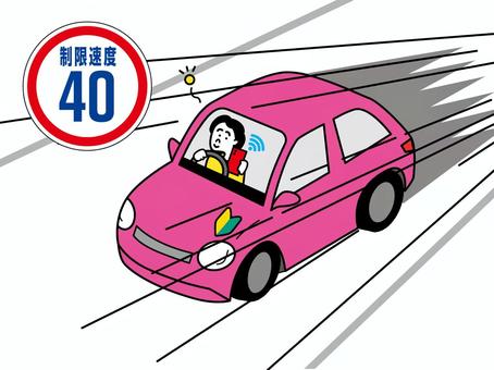 制限速度オーバーの違反車 交通ルール,交通事故,ながらスマホ,ながら,電話,携帯電話,マイカー,交通違反,普通自動車,運転マナーのイラスト素材