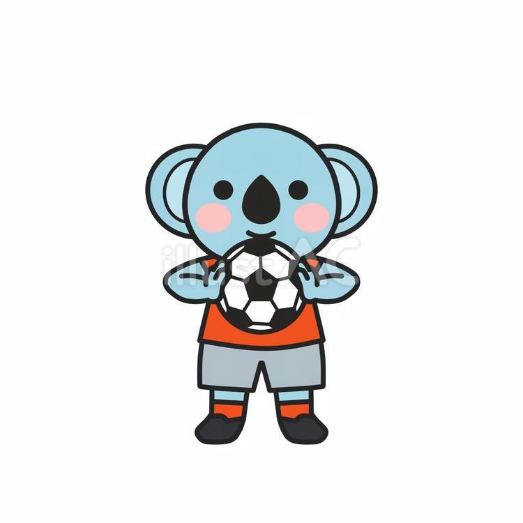 サッカーボールを持って気合をいれるコアラ サッカーボール,ボール,サッカー部のイラスト素材