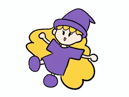 かわいい魔女 魔女,かわいい,手描き,ハロウィン,ファンタジーのイラスト素材