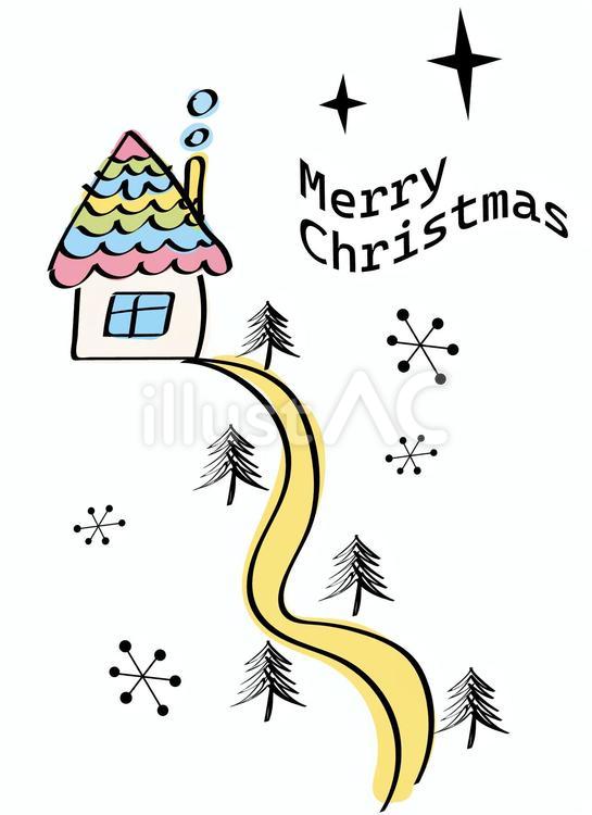 かわいいお家のクリスマスアイコン 家,帰る,メリークリスマスのイラスト素材