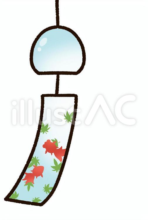和風な風鈴の暑中見舞いはがき　文字無し 風鈴,和風,金魚のイラスト素材