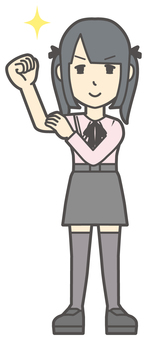  地雷系女子-411-全身 腕まくり,地雷系,女性,女の子,ツインテール,人物,かわいい,自信,ガッツポーズ,笑顔のイラスト素材