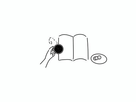 Icon of reading with a drink in hand, reading, coffee, drink, JPG and PNG