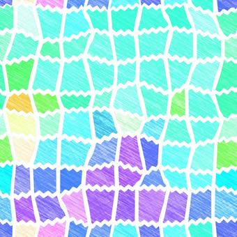 シームレスなうねうねしたモザイク 色鉛筆 シームレスなうねうねしたモザイク 色鉛筆 波型,うねうね,波,不規則,モザイク,手描き風,色鉛筆,にじみ,カラフル,パステルのイラスト素材