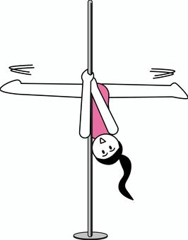 ポールダンス　  ポールダンス,体操,踊り,回る,ショー,デフォルメ,女性のイラスト素材