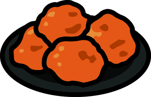 黒の皿の唐揚げです。 唐揚げ,シンプル,揚げ物,鶏肉,食べ物,料理,おかず,定番,食卓,ごちそうのイラスト素材