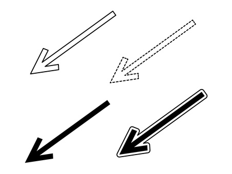 モノクロの下降する矢印セット モノクロの下降する矢印セット 矢印,下降,アイコン,ポイント,下がる,斜め,下,方向,方角,目印のイラスト素材