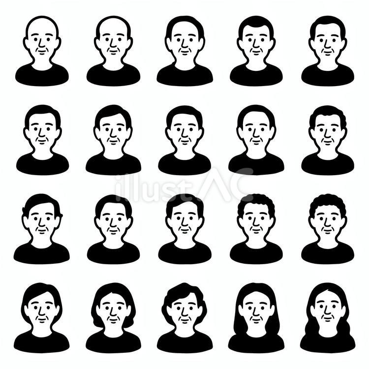 叔父アイコン顔ありヘアスタイル 男性,叔父,年配者のイラスト素材