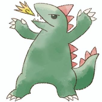 かいじゅう 怪獣,生き物,ドラゴン,水彩,鉛筆のイラスト素材
