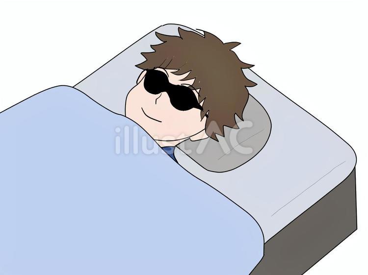 アイマスクをして寝る 寝る,男,睡眠のイラスト素材