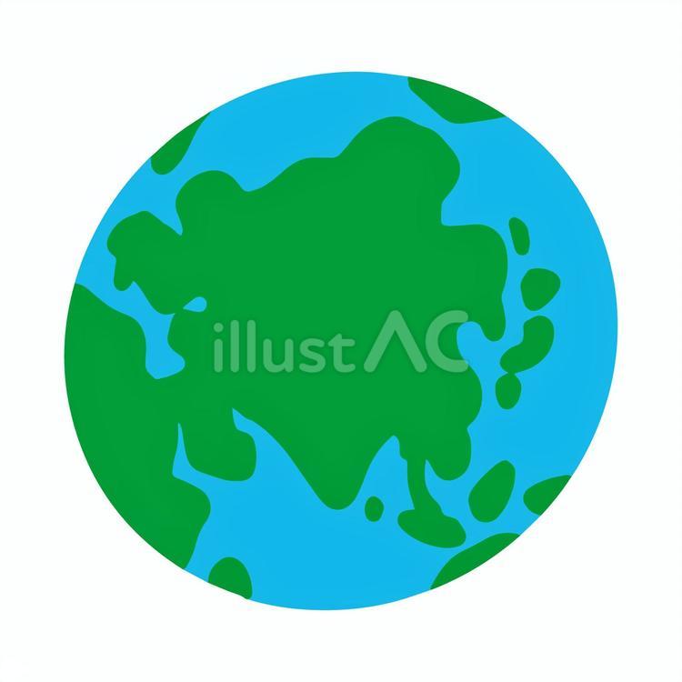 ゆる地球イラスト　アジア 地球,世界,アジアのイラスト素材