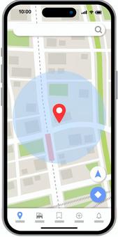 スマホの位置情報のイラスト 地図,位置情報,gps,マップ,スマホ,アプリ,スマートフォン,ナビ,ナビゲーション,追跡のイラスト素材