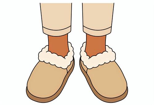 冬のあったかスリッパの足元 冬,足元,スリッパ,ルームシューズ,防寒,靴下,室内,生活,寒さ対策のイラスト素材