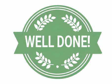 シール風〜WELLDONE・緑〜 シール,ステッカー,ロゴ,welldone,よくできました,緑,イラスト,透過,フラットカラー,線画なしのイラスト素材