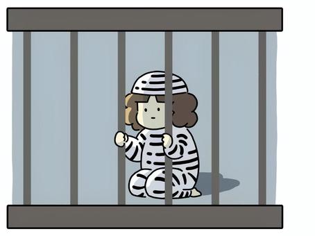 檻に投獄された囚人 囚人,犯罪者,服役,刑務所,受刑者,不自由,檻,監獄,牢屋,捕虜のイラスト素材