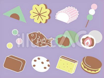 シンプルでかわいい和菓子のイラスト