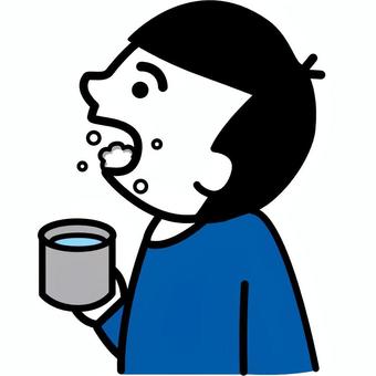 うがいをする 子ども,男の子,幼児,保育,学校,幼稚園,洗面所,うがいのイラスト素材