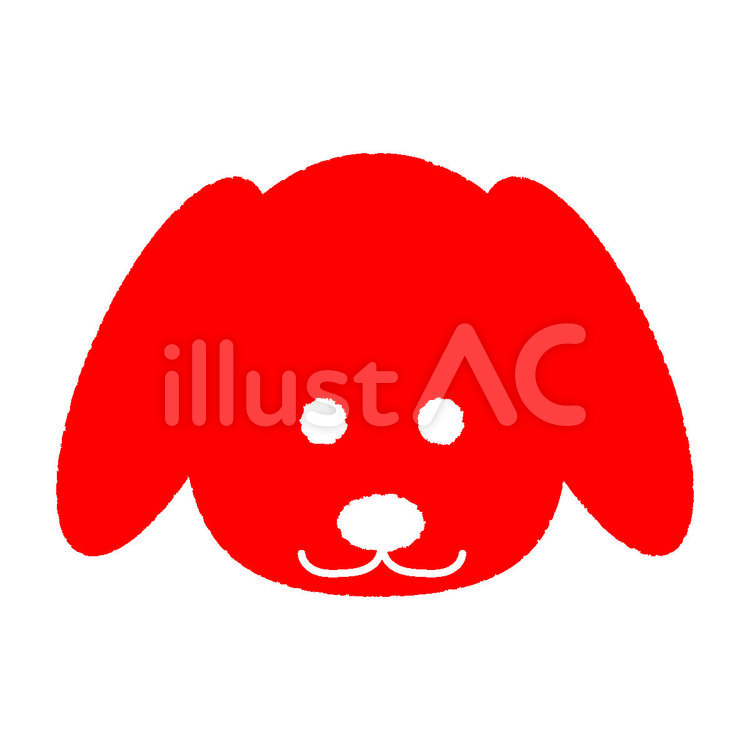 垂れ耳の犬　年賀状素材1 犬,スタンプ,はんこのイラスト素材