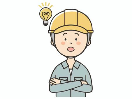 納得する男性作業員 納得する男性作業員 ひらめく,ひらめき,アイデア,思いつく,解決,理解,納得,わかる,建築士,現場監督のイラスト素材