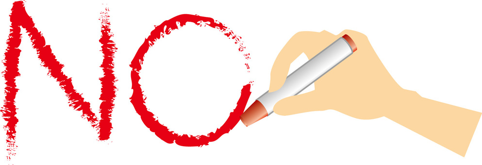 ノークレヨン　 ノー,拒否,否定,嫌,返事,書く,クレヨン,手,赤のイラスト素材