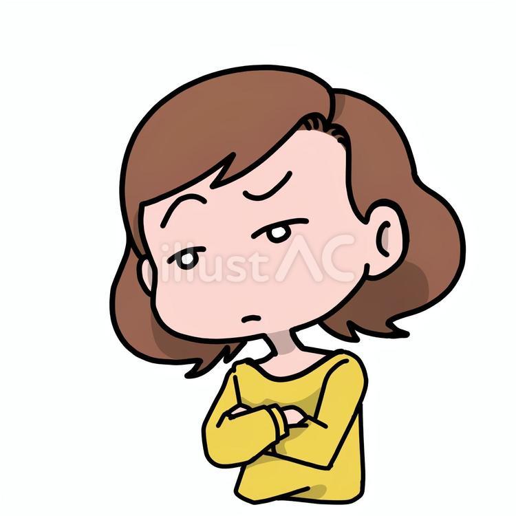 疑いの目（女性） 女性,コミカル,かわいいのイラスト素材
