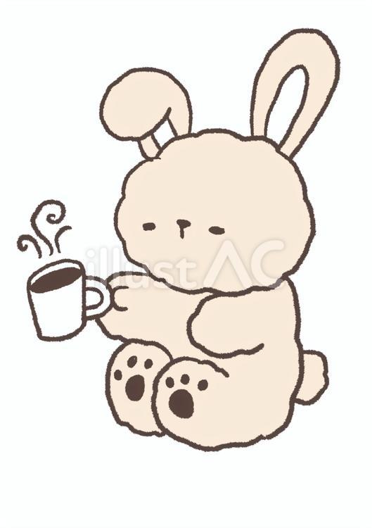 うさちゃんのカフェタイム うさぎ,マグカップ,飲み物のイラスト素材