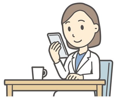  女性医師白衣-213-バスト スマホ,女医,医師,女性,白衣,スクラブ,医者,病院,医療,ドクターコートのイラスト素材