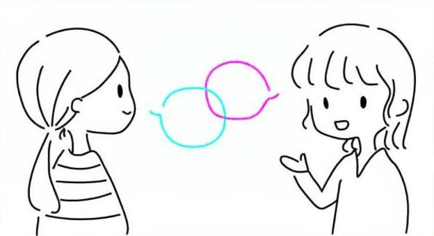 Illustration, conversation, 2 people, friend, 