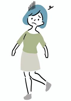 立ちくらみする女性 立ちくらみ,女性,貧血,フラフラ,病気,ずーん,シンプル,ラフタッチ,手書き風,イラストのイラスト素材
