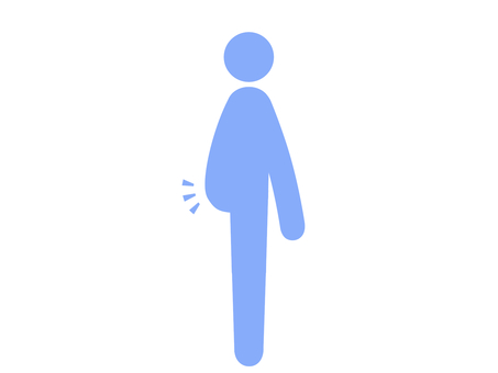下腹の弛み・お腹だけ出ている人（水色） 人,人物,ピクトグラム,全身,横向き,腹囲,ダイエット,下腹,ウエイトコントロール,減量のイラスト素材
