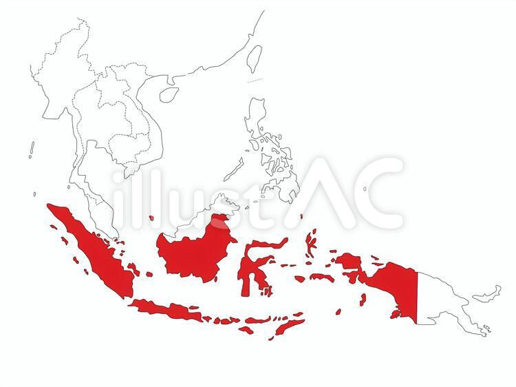 MAP_インドネシア 地図,インドネシア,地理のイラスト素材