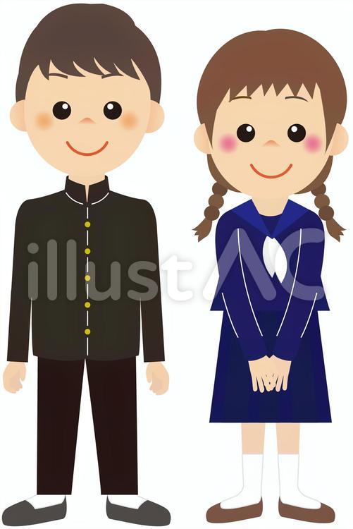 中学生01 中学生,中学制服,男女のイラスト素材