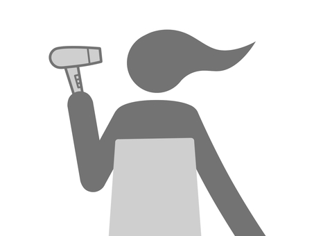 ドライヤーで髪を乾かす人の上半身（灰色） ドライヤー,乾かす,熱風,髪,ヘアドライ,ヘアケア,シャンプー,入浴,お風呂,バスタイムのイラスト素材